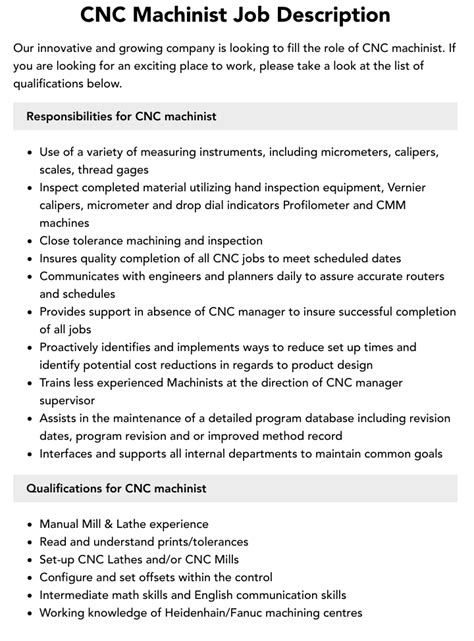 cnc machine setter jobs|CNC Setter Job Description.